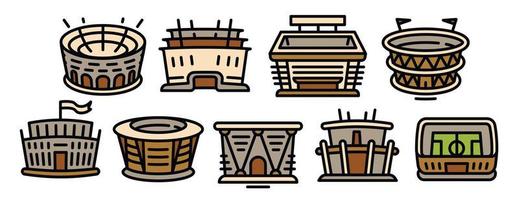 Arena icons set, outline style vector