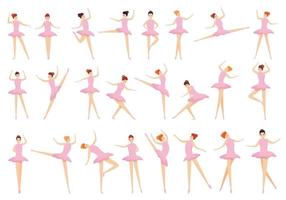 Ballet icons set, cartoon style vector