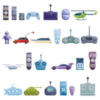 Remote control icons set, cartoon style vector
