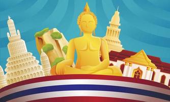 Thailand travel concept banner, cartoon style