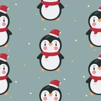 Seamless pattern with cute penguin. Vector illustration. For card, posters, banners, printing on the pack, printing on clothes, fabric, wallpaper.