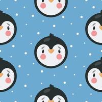 Seamless pattern with cute penguin. Vector illustration. For card, posters, banners, printing on the pack, printing on clothes, fabric, wallpaper.