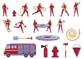 Rescuer icons set, cartoon style vector