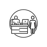 Registration desk vector , Customer service desk icon , Ticket  counter desk simple  illustration design