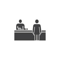 Registration desk vector , Customer service desk icon , Ticket  counter desk simple  illustration design