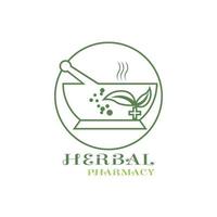 Pharmacy icon , Herbal pharmacy symbol ,  Pestle and Mortar vector illustration design template