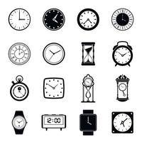 Clocks icons set, simple style vector