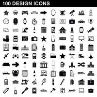 100 iconos de diseño, estilo simple vector