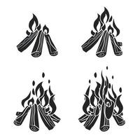 Campfire icons set, simple style vector