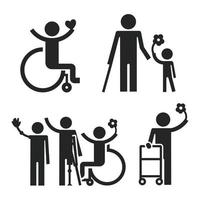 Day persons disabilities icon set, simple style vector