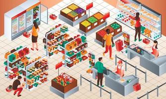 Cashier concept background, isometric style vector
