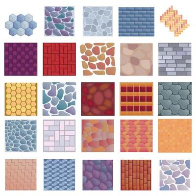 Paving icons set, cartoon style