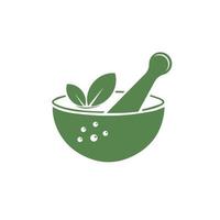 Pharmacy icon , Herbal pharmacy symbol ,  Pestle and Mortar vector illustration design template