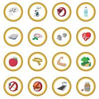 círculo de icono de dibujos animados de estilo de vida saludable vector