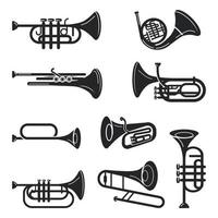 Trumpet icons set, simple style vector