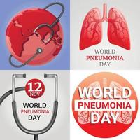 Pneumonia banner set, cartoon style vector