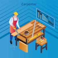 Carpenter concept background, isometric style vector