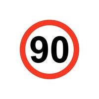 Speed limit 90 traffic sign isolate on white background label. vector