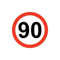 Speed limit 90 traffic sign isolate on white background label. vector