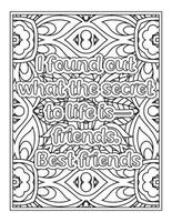 Best Friend Quotes Coloring Book, Quotes coloring Page vector