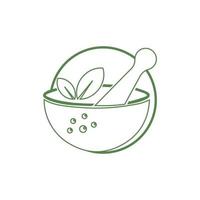 Pharmacy icon , Herbal pharmacy symbol ,  Pestle and Mortar vector illustration design template