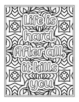 Funny Quotes Coloring Book Page for  Adult vector