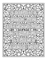 Fathers Day Quotes Coloring Book Page for  Adult vector