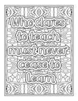 Teacher Quotes Coloring Page book vector