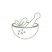 Pharmacy icon , Herbal pharmacy symbol ,  Pestle and Mortar vector illustration design template