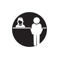 Registration desk vector , Customer service desk icon , Ticket  counter desk simple  illustration design