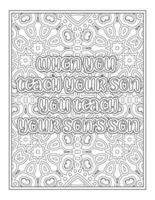 Fathers Day Quotes Coloring Book Page for  Adult vector