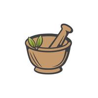 Pharmacy icon , Herbal pharmacy symbol ,  Pestle and Mortar vector illustration design template