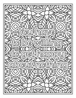 Mood Sawing Quotes Coloring Book Page for  Adult vector