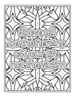 Strong Women Quotes coloring Page for Coloring Book vector