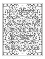 Strong Women Quotes coloring Page for Coloring Book vector