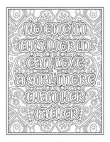 Fathers Day Quotes Coloring Book Page for  Adult vector