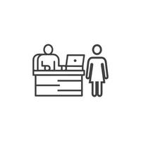 Registration desk vector , Customer service desk icon , Ticket  counter desk simple  illustration design