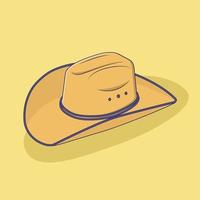 Cowboy Hat Vector Icon Illustration with Outline for Design Element, Clip Art, Web, Landing page, Sticker, Banner. Flat Cartoon Style