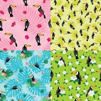 Toucan pattern set, flat style vector