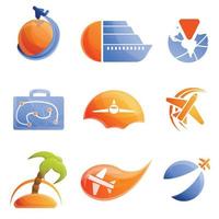 conjunto de logotipos de viajes de agencia, estilo de dibujos animados vector