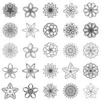 Flower icon set, simple style vector