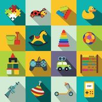 Toys flat icons set vector