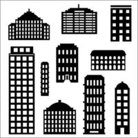 Urban building silhouette set vector