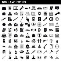 100 law icons set, simple style vector