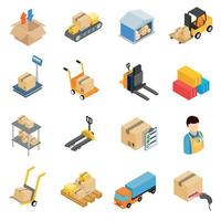 Warehouse logistic storage icons set vector