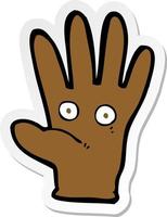 sticker of a cartoon hand with eyes vector