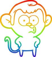 rainbow gradient line drawing cartoon surprised monkey vector