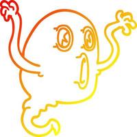 warm gradient line drawing cartoon ghost vector