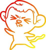 warm gradient line drawing cartoon angry monkey vector