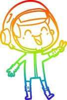 rainbow gradient line drawing happy cartoon astronaut vector